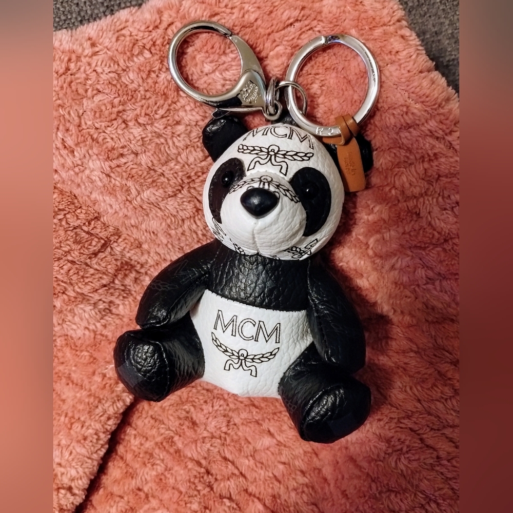 MCM Panda Bear Bag Charm EUC